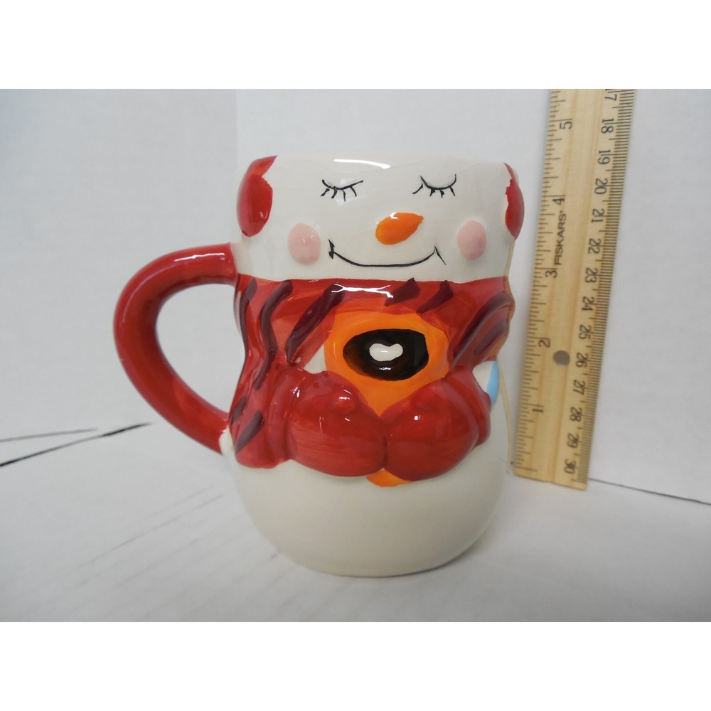 Bay Island Snowman Coffee Mug/Cup Ceramic Red Handle 14 oz